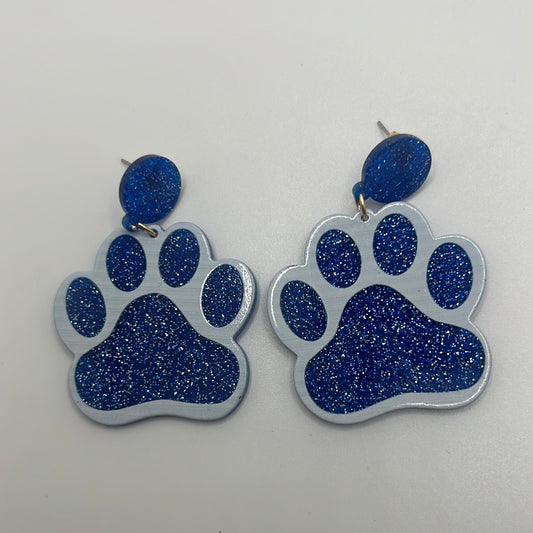 Go Big Blue Bear Paws Dangle Earrings