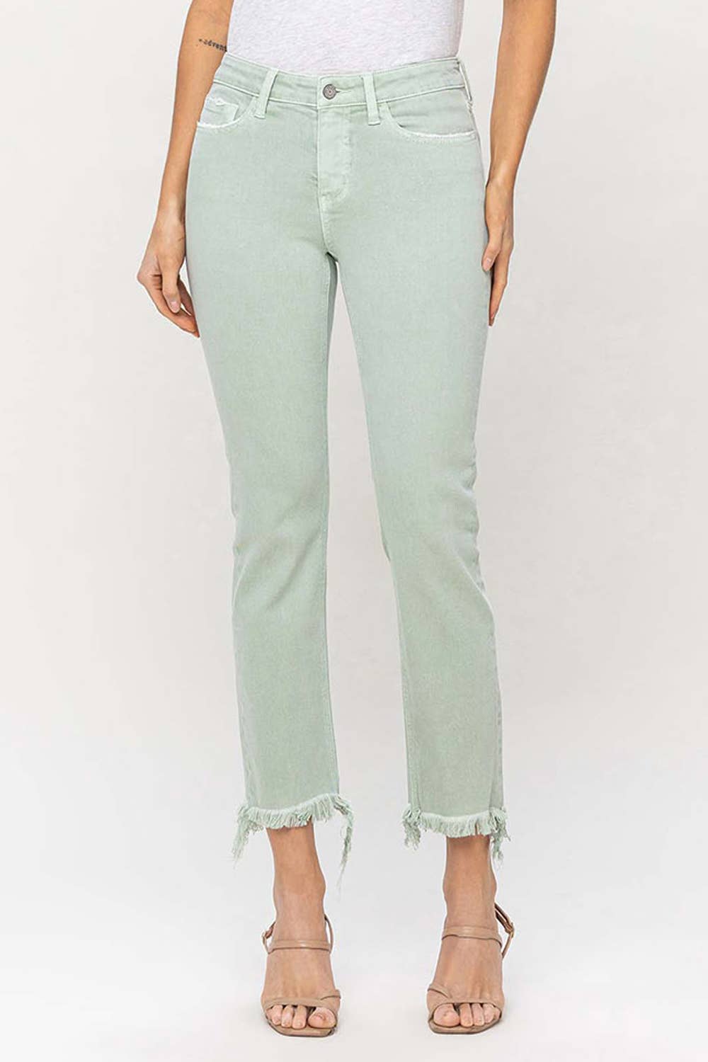 MID RISE CROP STRAIGHT JEANS V3370MI