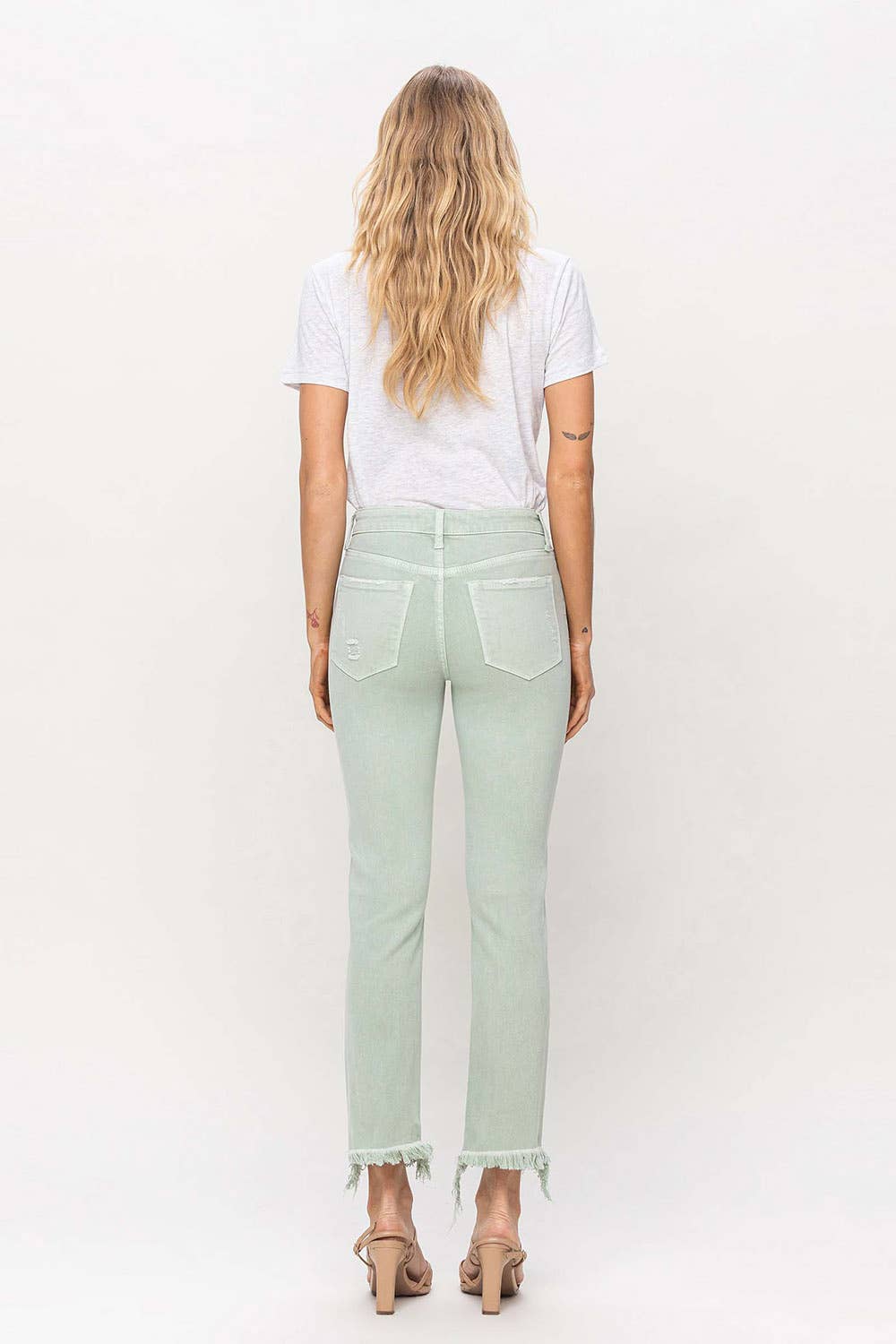 MID RISE CROP STRAIGHT JEANS V3370MI