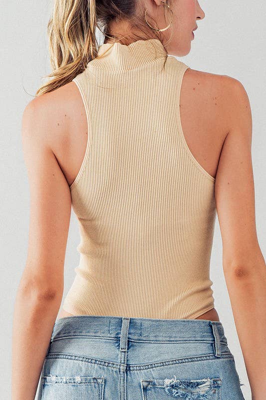 HALTER TURTLENECK KNIT SWEATER BODYSUIT