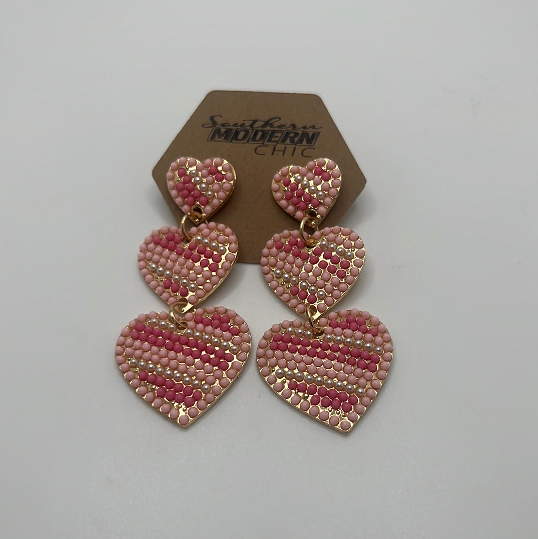 Blinged Out Heart Earrings