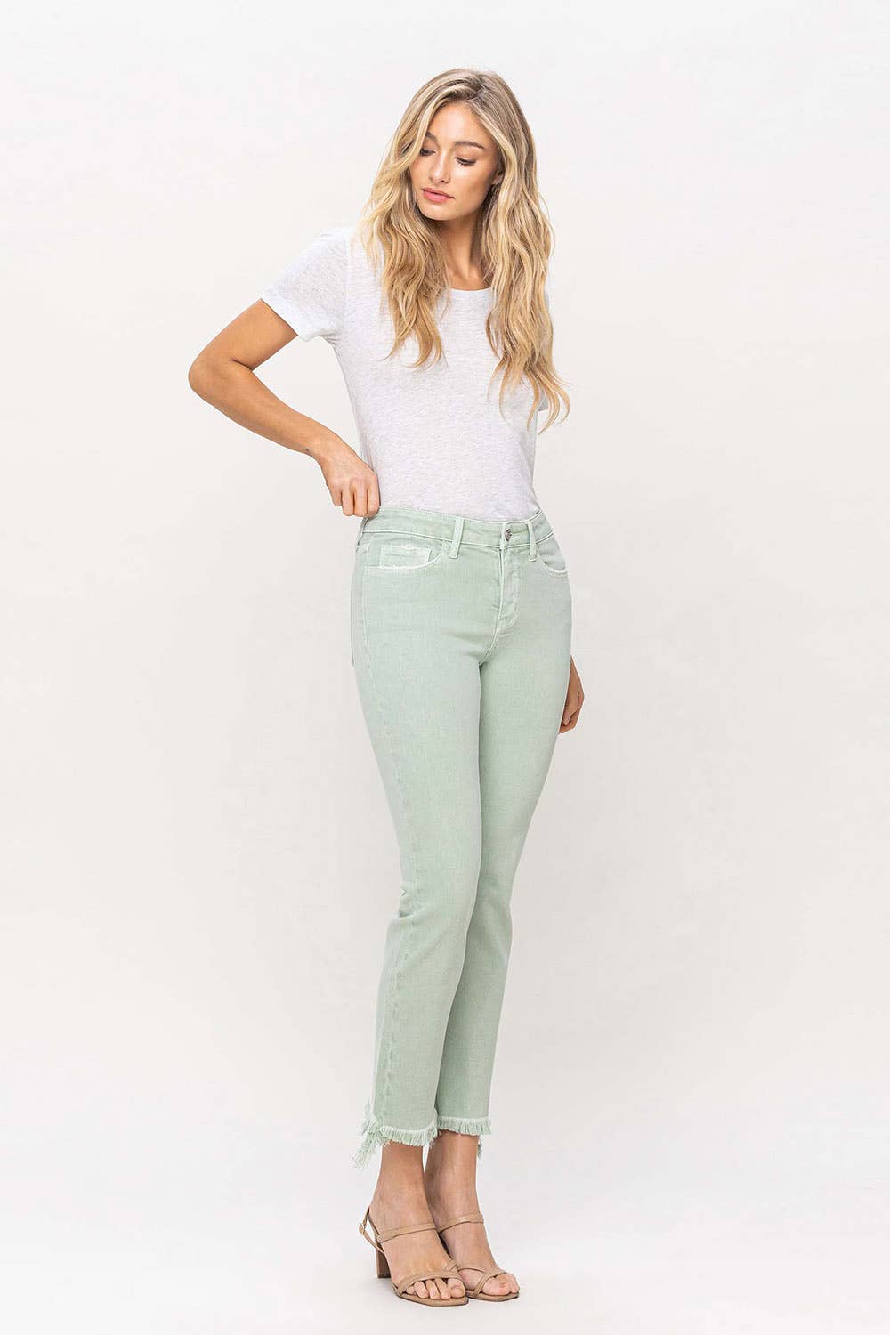 MID RISE CROP STRAIGHT JEANS V3370MI