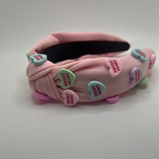 Conversation Hearts Headband in Light Pink