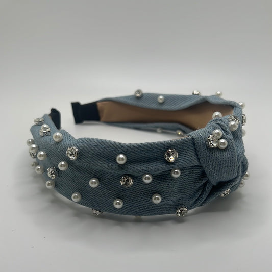 The denim and pearls headband