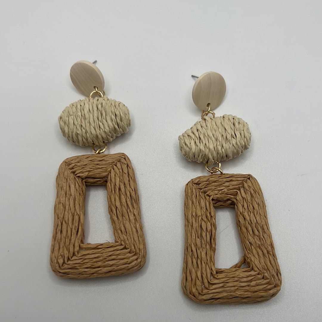 Woven Earrings in Tan