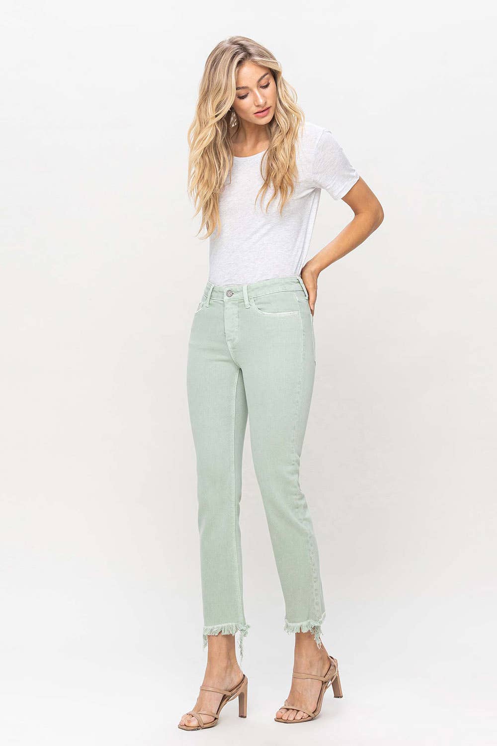 MID RISE CROP STRAIGHT JEANS V3370MI