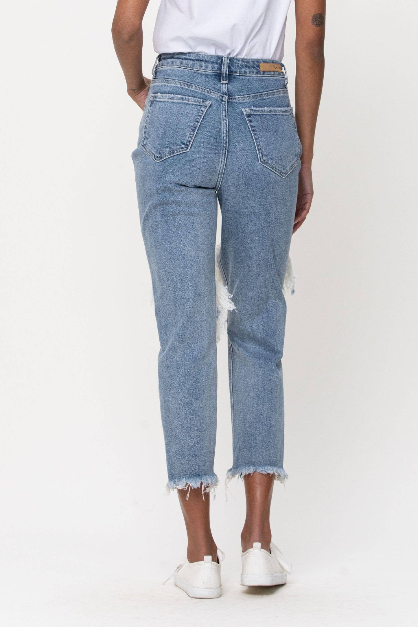 High Rise Distress Crop Straight