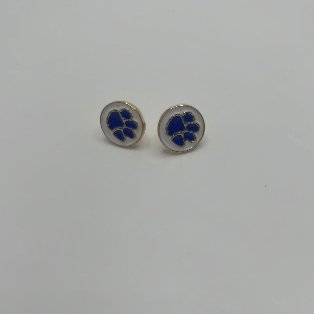 Gold Stud Earrings with Bear Paw Print