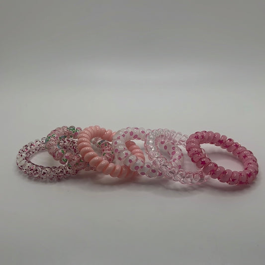 Set of Pink Spiral Hair Ties