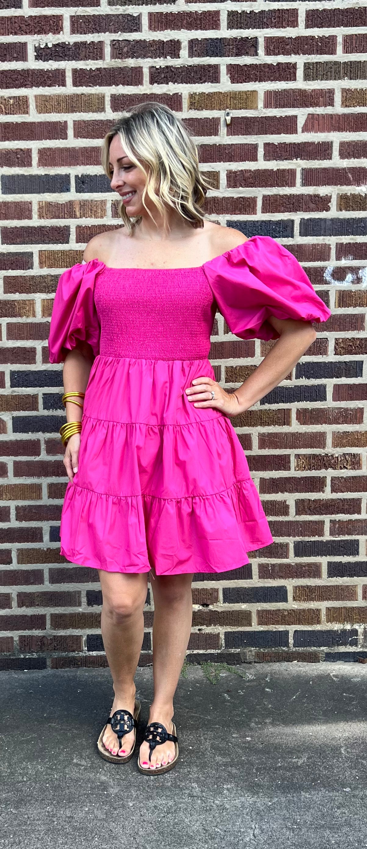 Pink Dress with Smocked Bodice