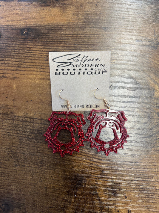 Acrylic Red Dawg Earrings