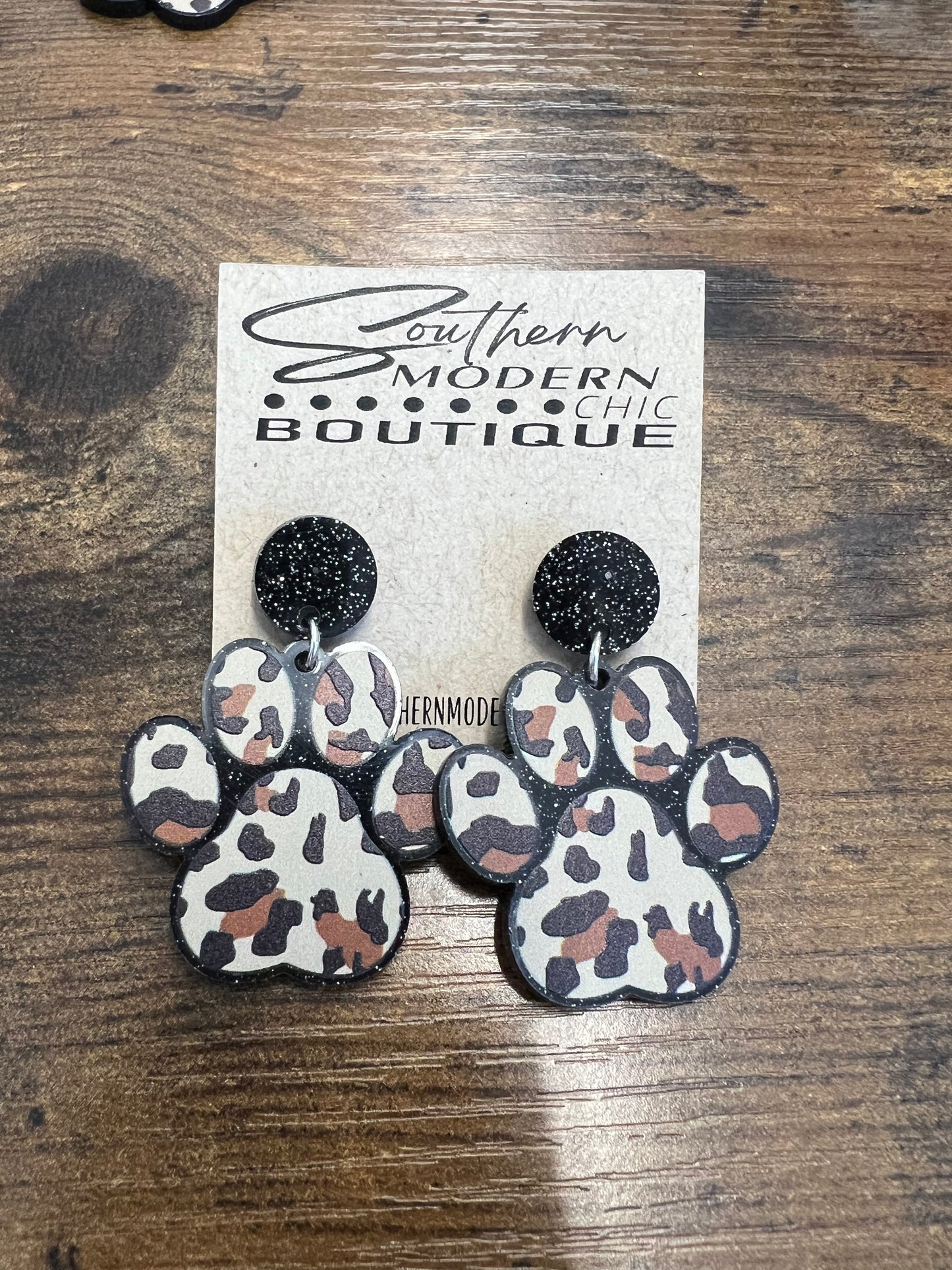 Cheetah Print Paw Earrings