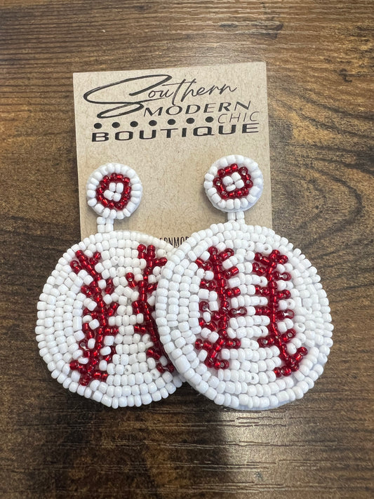 Beaded Baseball Earrings