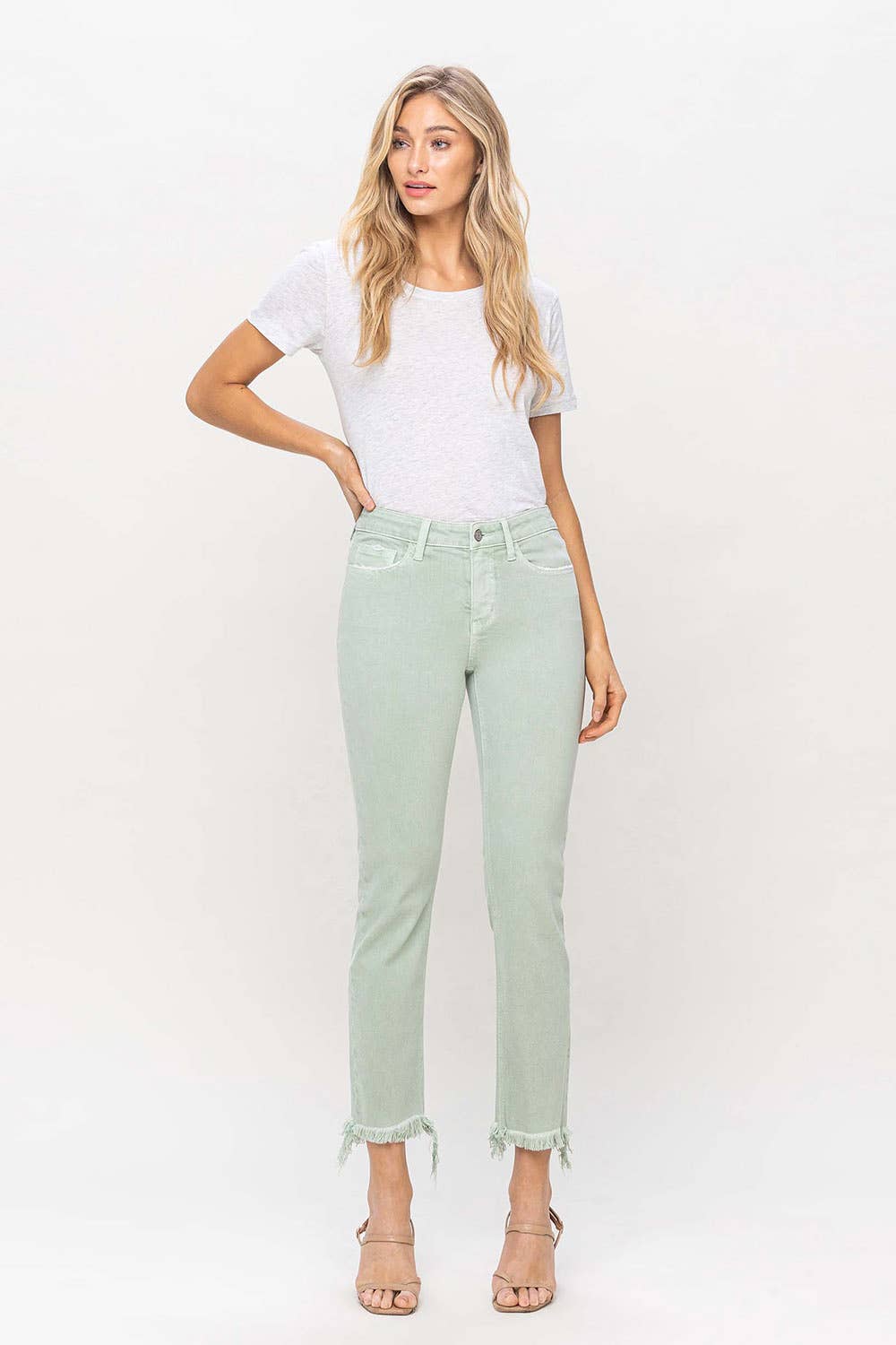 MID RISE CROP STRAIGHT JEANS V3370MI