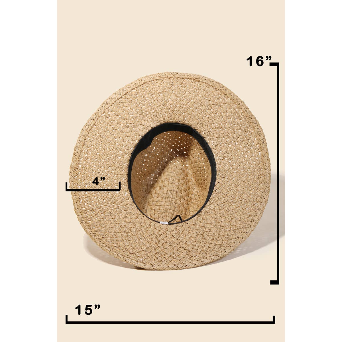 Straw Braided Black Ribbon Strap Sun Hat