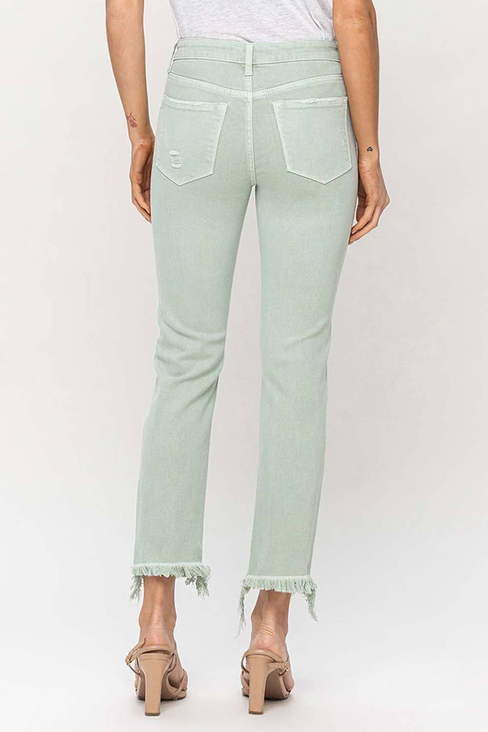 MID RISE CROP STRAIGHT JEANS V3370MI