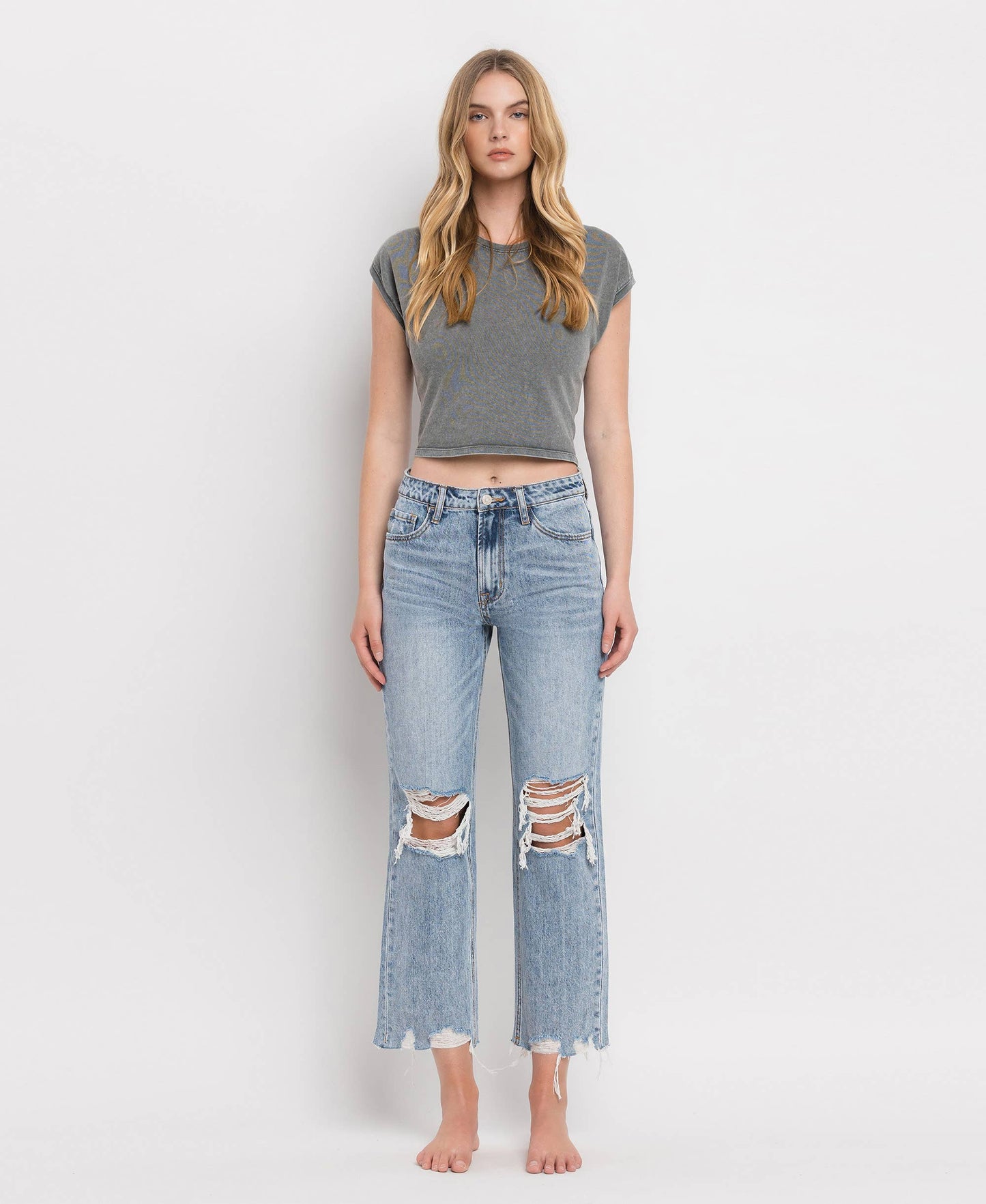 Vervet SUPER HIGH RISE CROP STRAIGHT JEANS