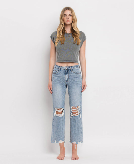 Vervet SUPER HIGH RISE CROP STRAIGHT JEANS