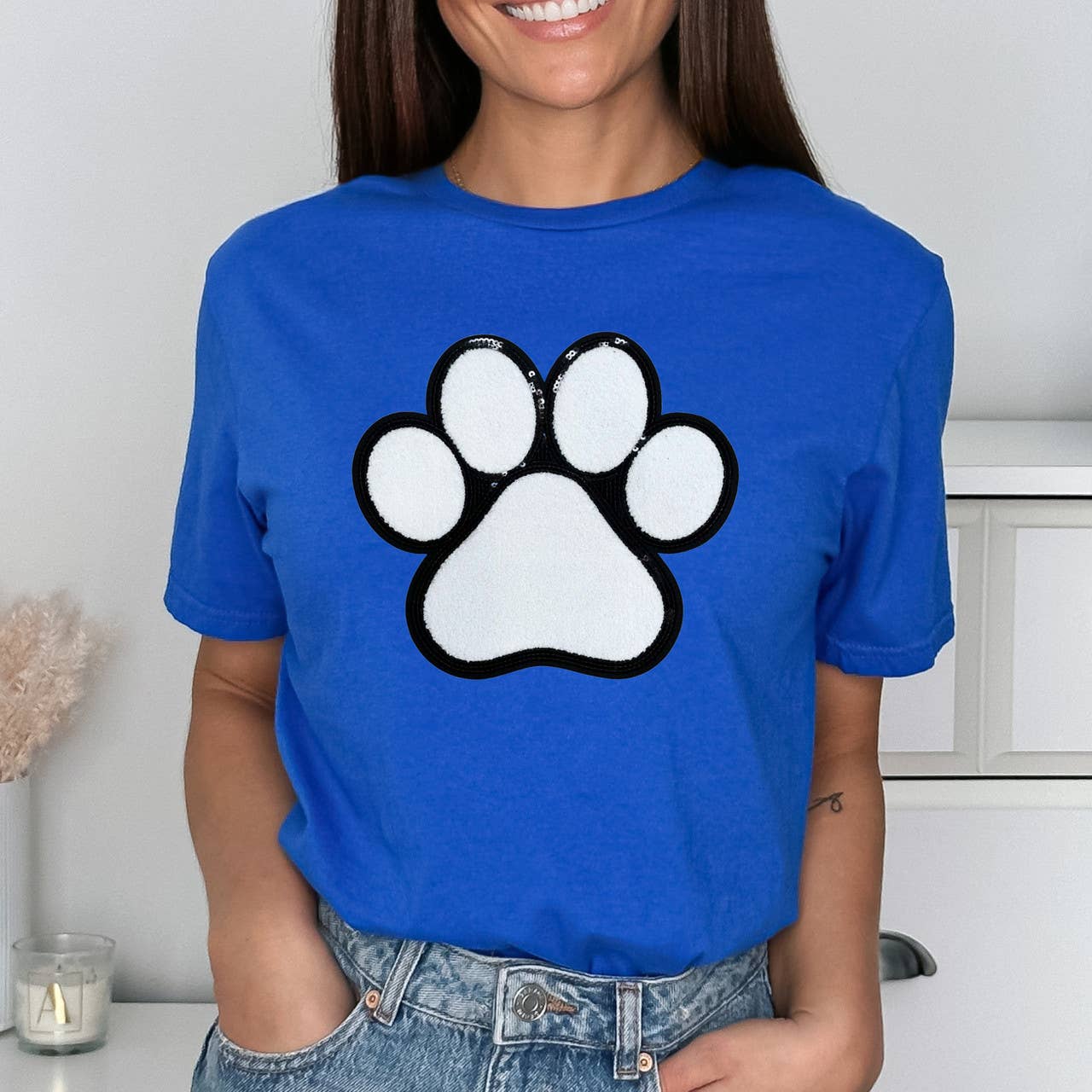 Paw White Chenille Royal Everyday Tee