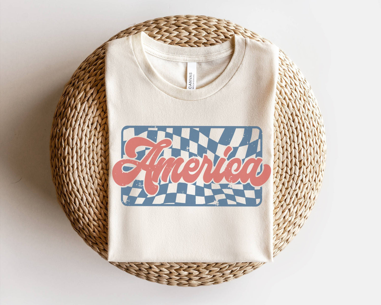 Checkered America Tee | Patriotic T Shirt | Usa Tee