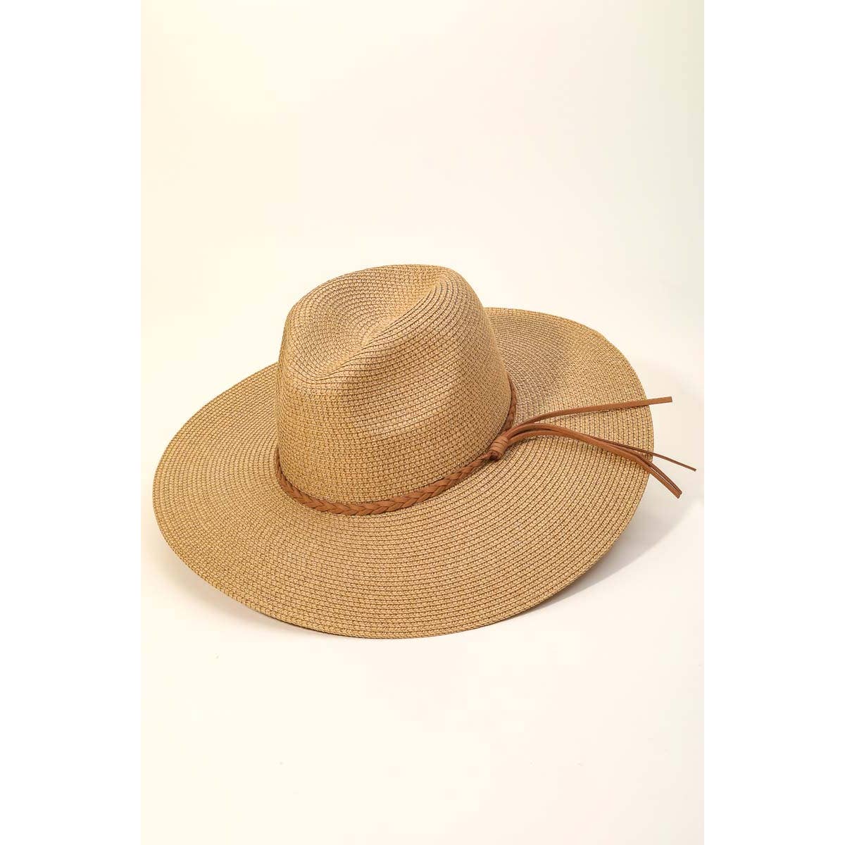 Braided Rope Strap Floppy Brim Sun Hat