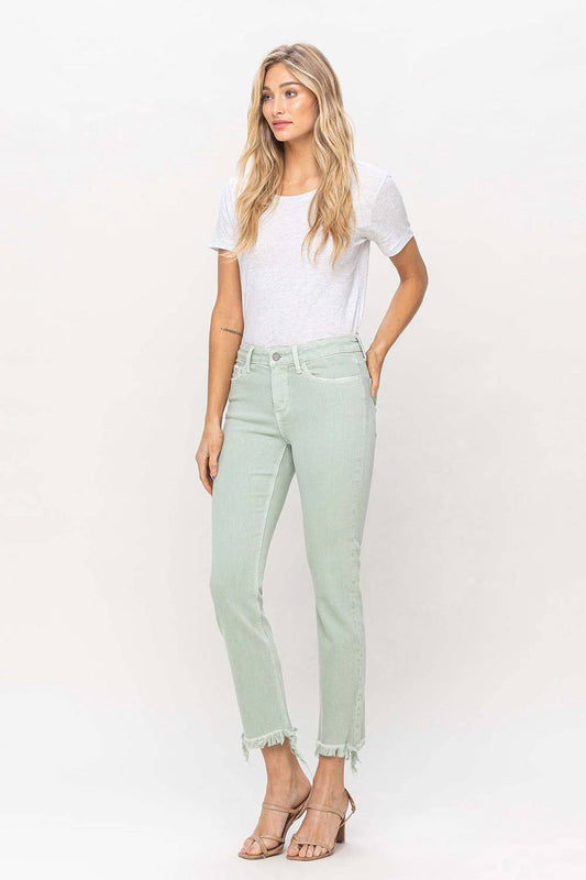 MID RISE CROP STRAIGHT JEANS V3370MI